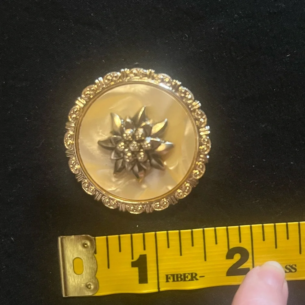 Vintage Gold Tone and Mother of Pearl Scarf Clip Germany